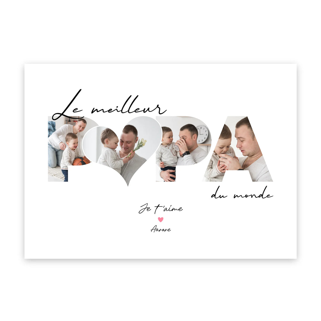 Le Meilleur Papa & Coeur - Affiche Personnalisée
