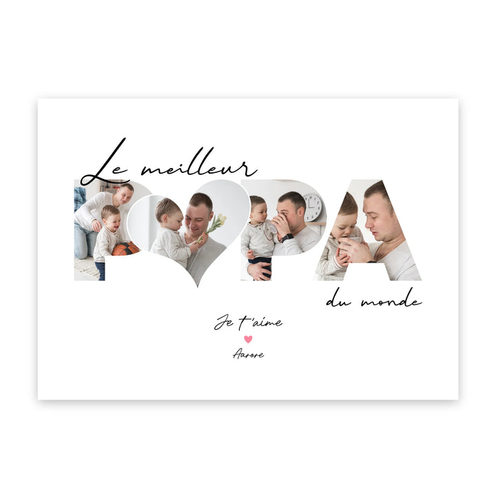 Le Meilleur Papa & Coeur - Affiche Personnalisée
