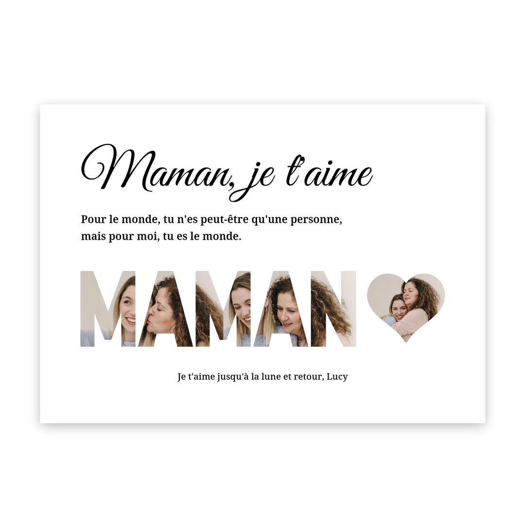 Maman je t'aime - Affiche personnalisée