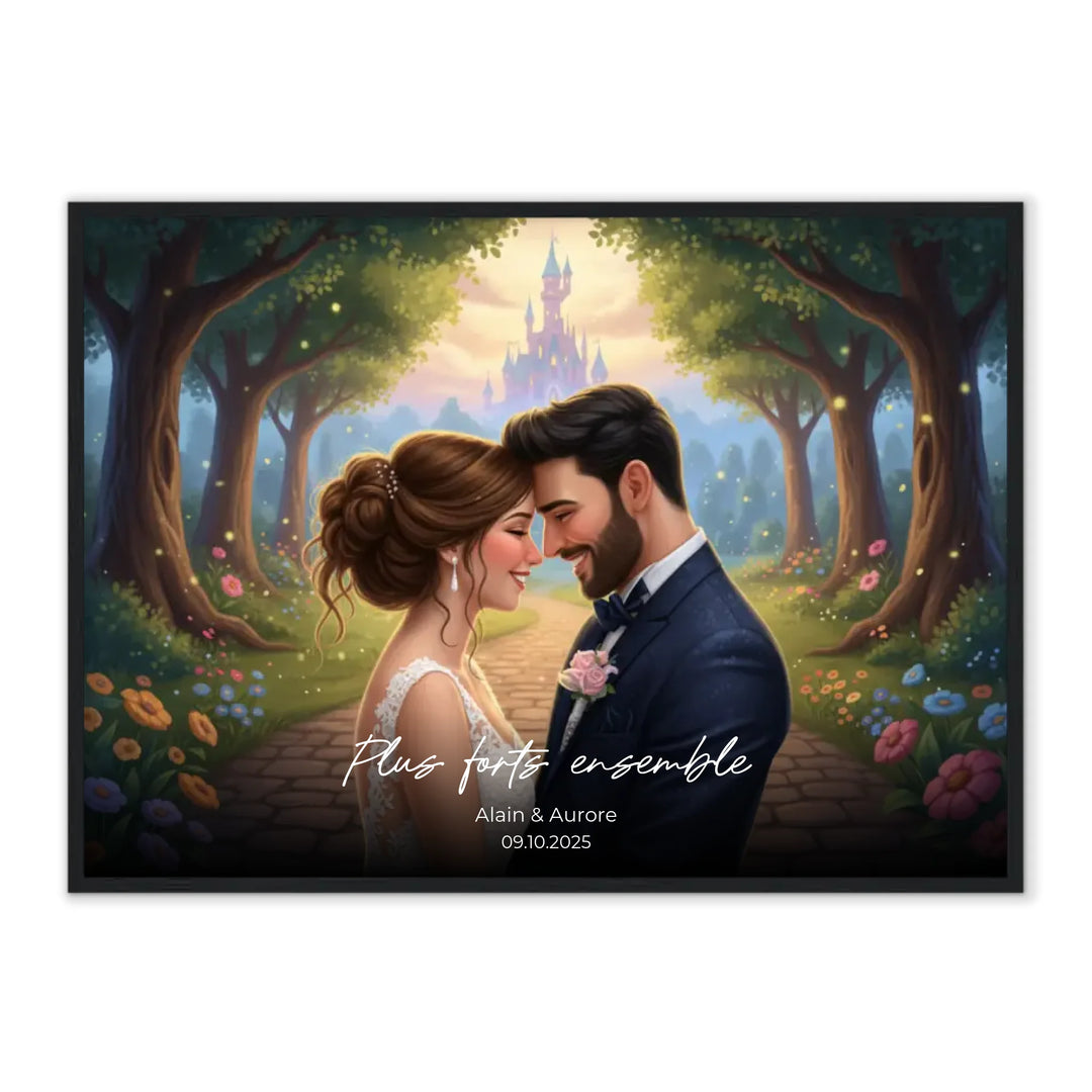 Portrait de couple en bande dessinée - Affiche personnalisée