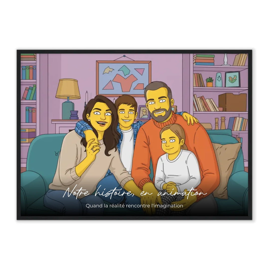 Portrait de famille personnalisé sous forme de bande dessinée - Affiche personnalisée