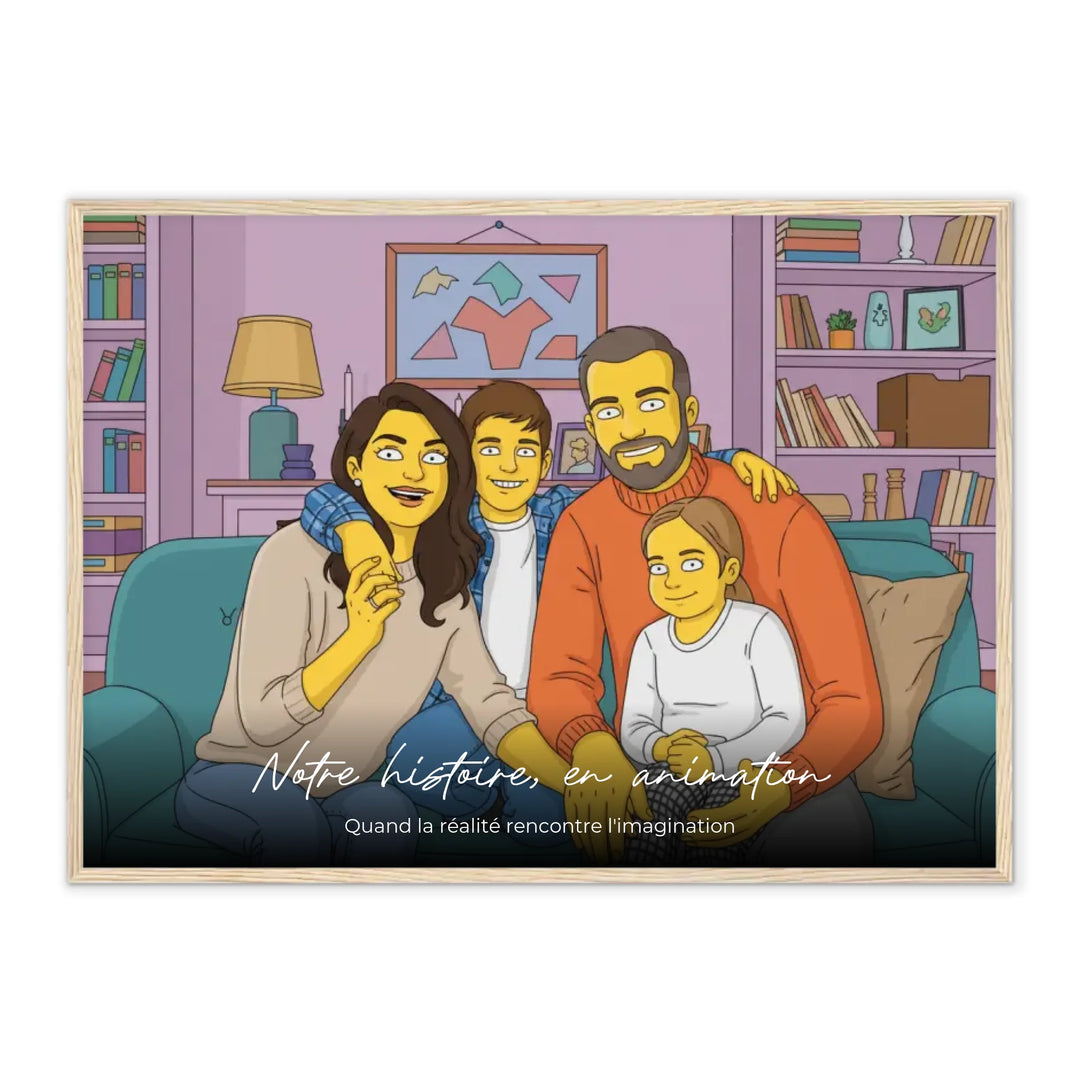 Portrait de famille personnalisé sous forme de bande dessinée - Affiche personnalisée