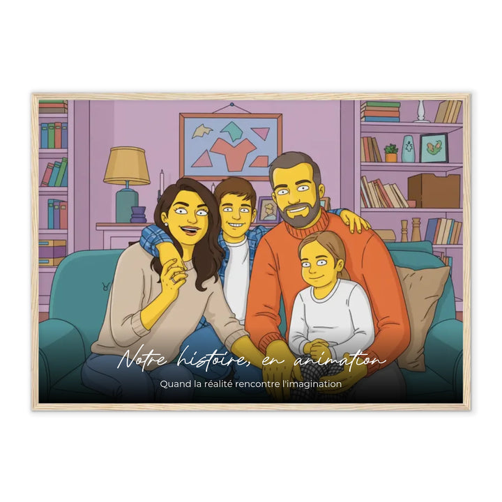 Portrait de famille personnalisé sous forme de bande dessinée - Affiche personnalisée