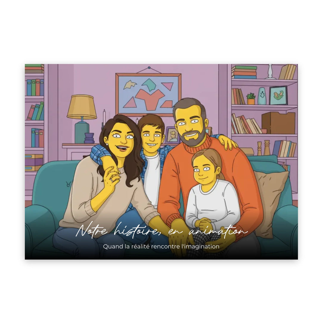 Portrait de famille personnalisé sous forme de bande dessinée - Affiche personnalisée