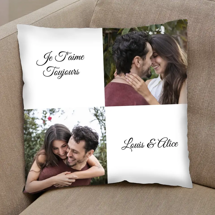 Coussin Personnalisé Deux Photos