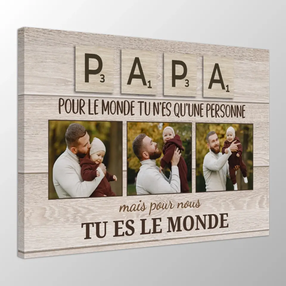 Papa pour nous tu es le monde - Toile personnalisée