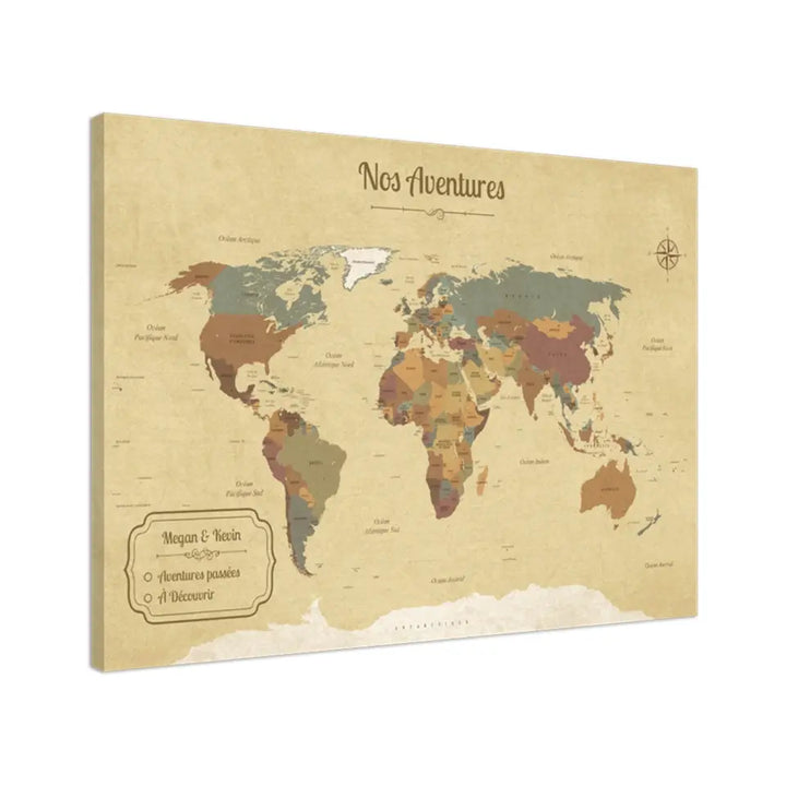 Carte du monde personnalisée - Toile Personnalisée