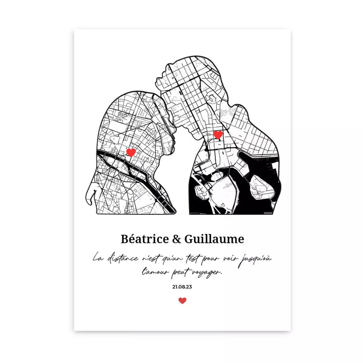 Silhouette d'amour - Affiche personnalisée