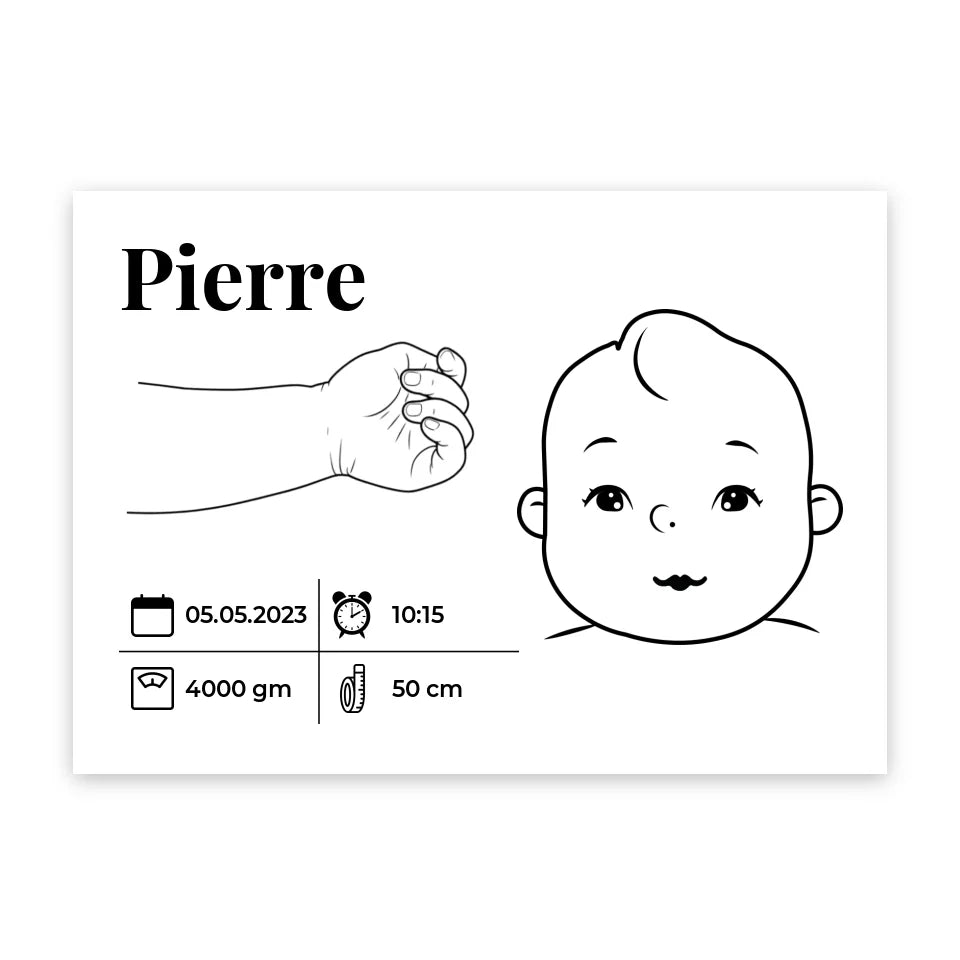 Détails de Naissance - Affiche Personnalisée