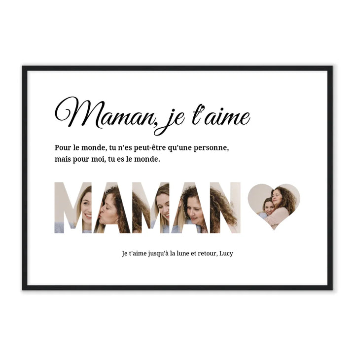 Maman je t'aime - Affiche personnalisée