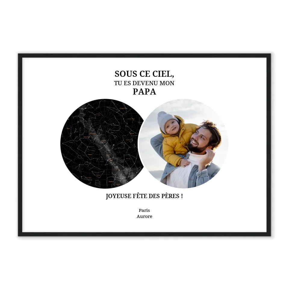 Carte céleste & photo - Affiche Papa