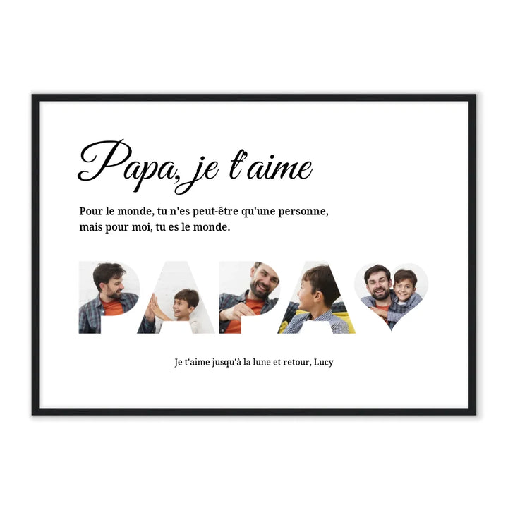 Papa je t'aime - Affiche personnalisée