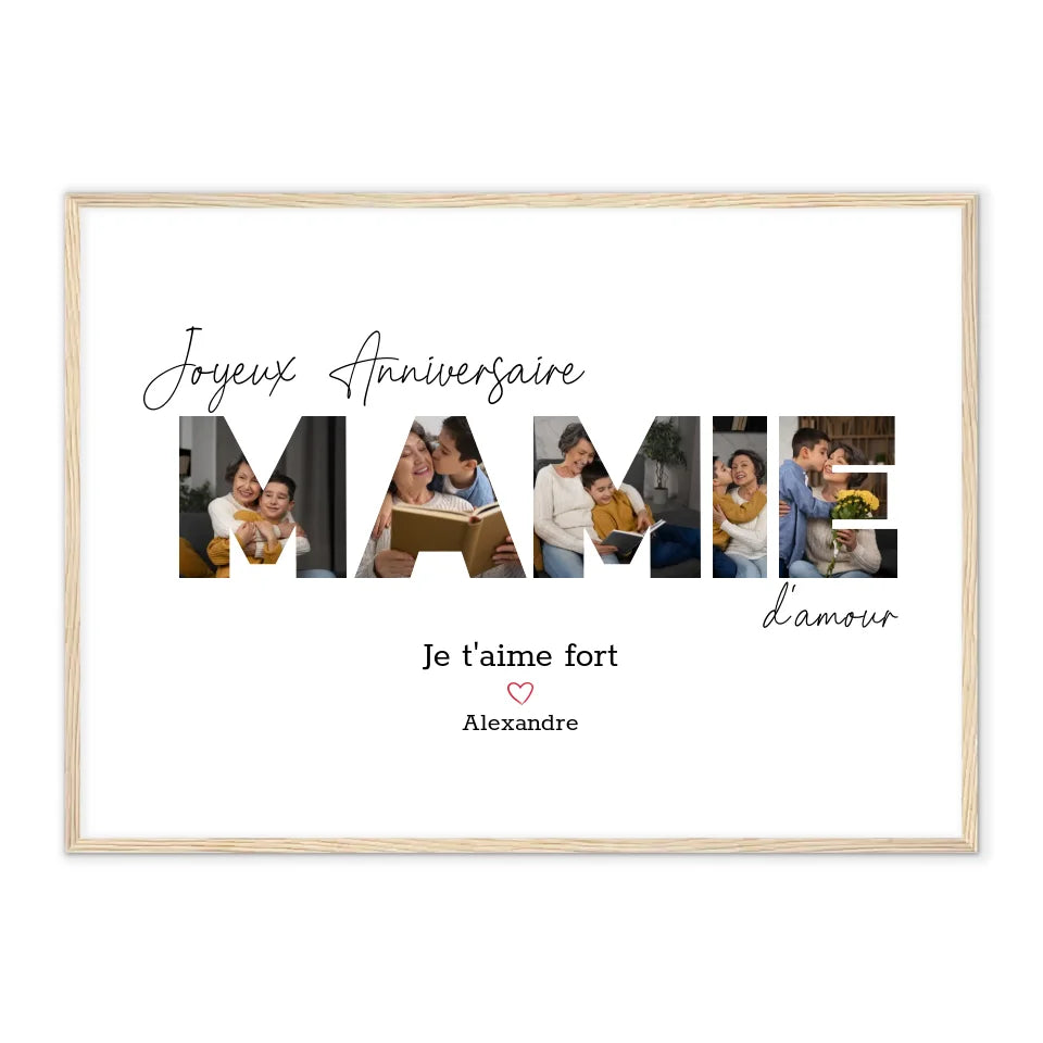 Joyeux Anniversaire Mamie - Affiche Personnalisée