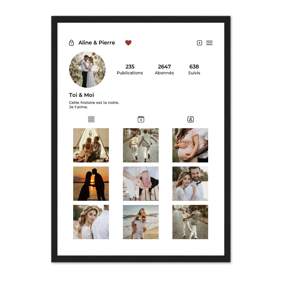 Instagram Toi & Moi -  Affiche Personnalisée
