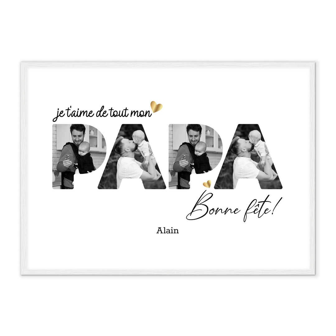 Bonne Fête Papa & Cœurs - Affiche Personnalisée
