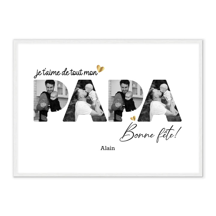 Bonne Fête Papa & Cœurs - Affiche Personnalisée