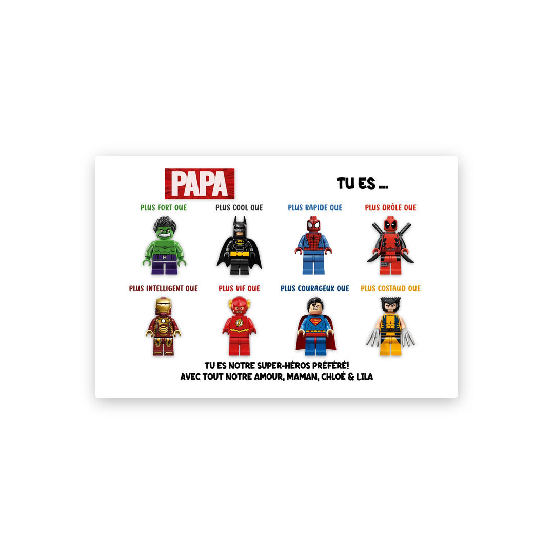 PAPA SUPER-HÉROS - Toile Personnalisée