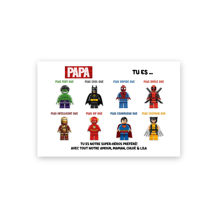 PAPA SUPER-HÉROS - Toile Personnalisée