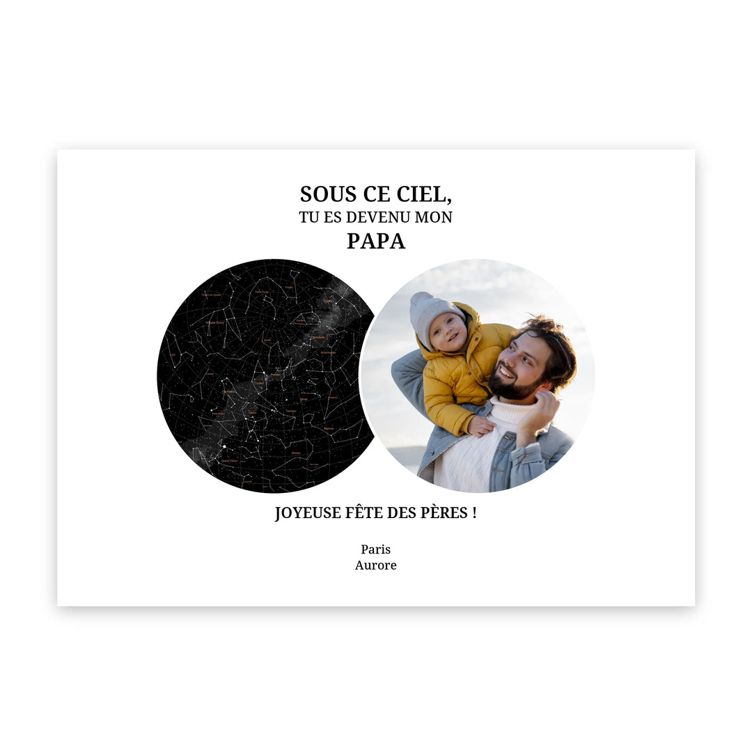 Carte céleste & photo - Affiche Papa